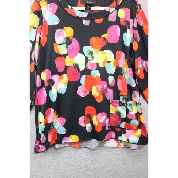 Ali Miles Long Sleeve Art to Wear Top-Size 1X-Boho Artsy Colorful - Picture 2 of 11